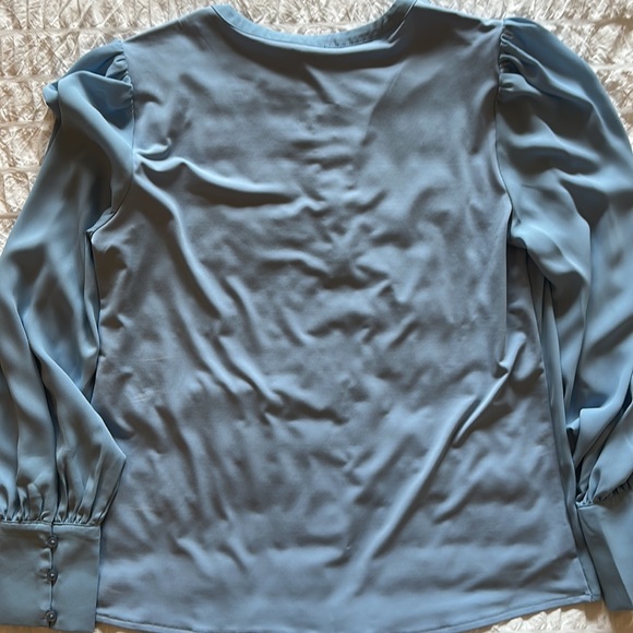 Ann Taylor baby blue mixed-media blouse - Picture 5 of 6